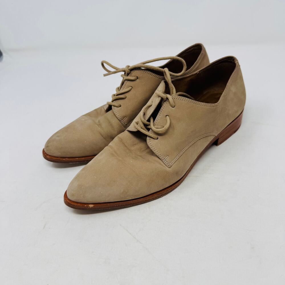 Frye Suede Oxford Shoes 7 Taupe Beige Lace Up Leather Sole Academia Loafers